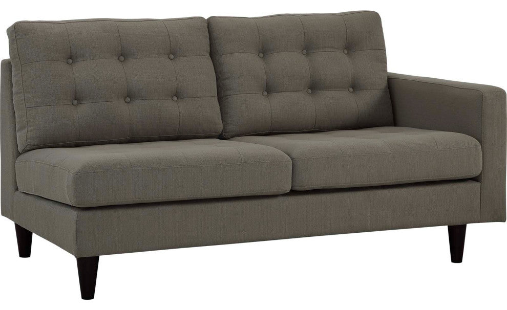 Empress 2-Piece Upholstered Fabric Left Facing Bumper Sectional, Granite