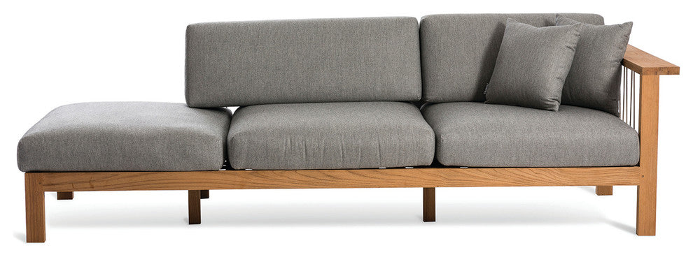 OASIQ MARO Chaise Lounge With Decorative Pillows, Charcoal Chine, Right Arm