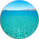 Blue Benidorm Levante Beach, Seashore Round Metal Wall Art, 36"