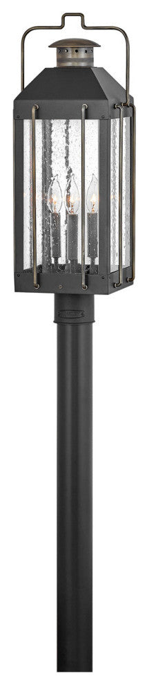 Hinkley Fitzgerald Large Post Top Or Pier Mount Lantern, Textured Black