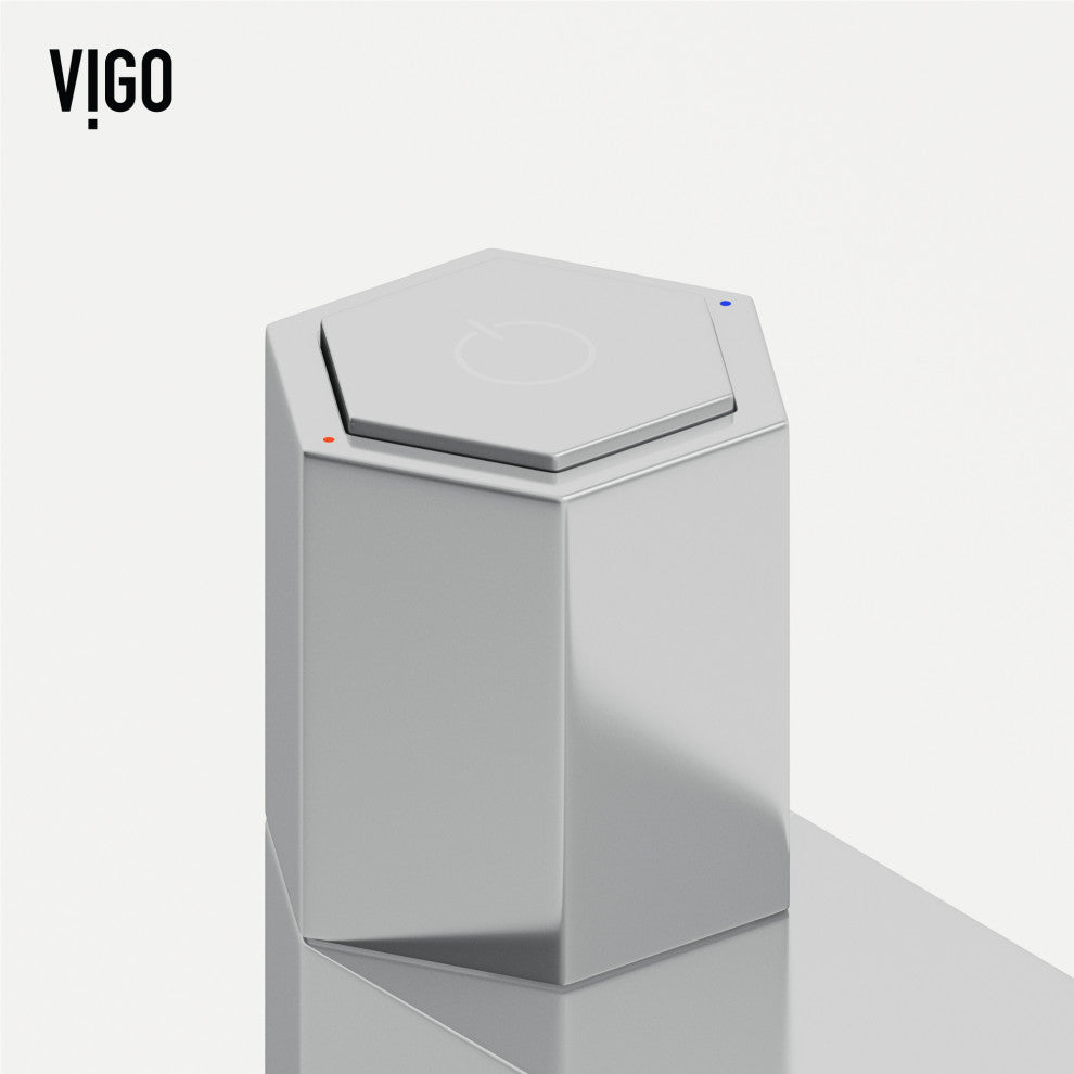 VIGO Nova 8" H Button Operated Single Hole Bathroom Faucet, Chrome, Without Extras