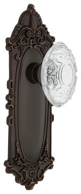 Victorian Plate Passage Crystal Victorian Knob, Timeless Bronze, 2.375"