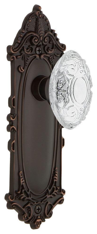 Victorian Plate Passage Crystal Victorian Knob, Timeless Bronze, 2.375"