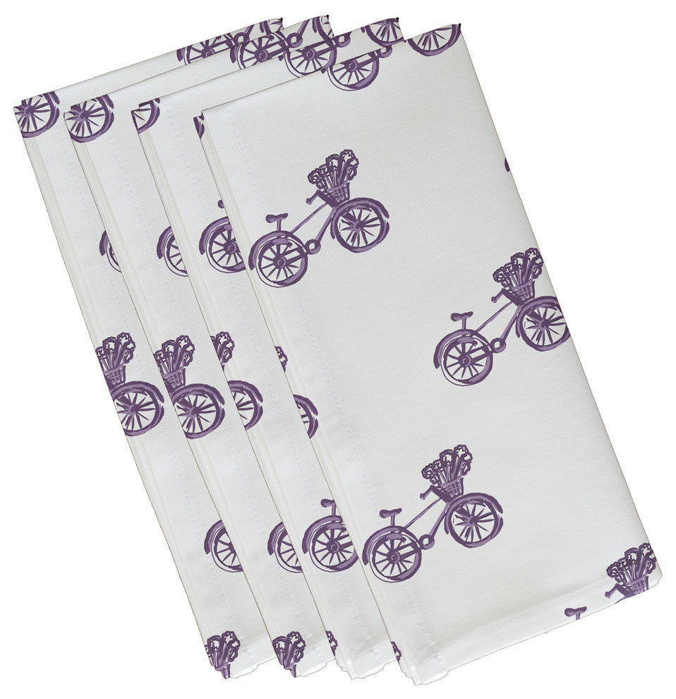 Bicycles! Geometric Print Napkin, Hyacinth, Set of 4