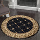 Orleans Traditional Border Area Rug, Black, 7'10" Round