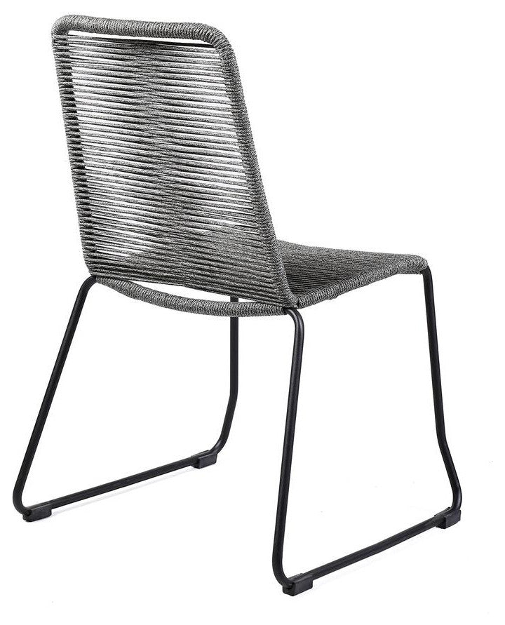 Shasta Outdoor Patio Dining Chair in Black Powder Coated Finish and Gray...