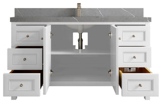 Nashville 60" Single Bathroom Vanity, White 2" Piatra Gray