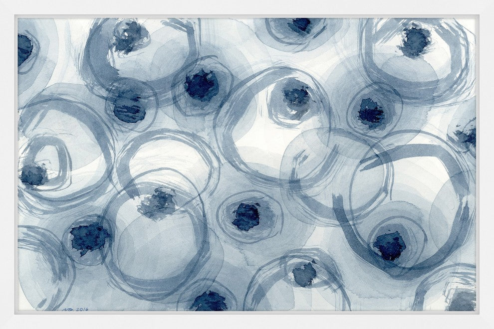 Marmont Hill, "Indigo Ovals" by Nikki Galapon Framed Painting Print, 18x12