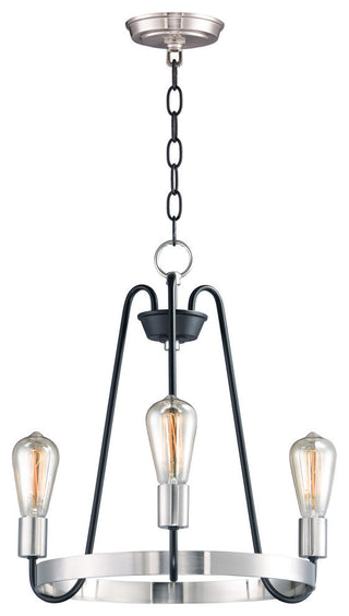 Maxim Lighting Haven 3-Light Chandelier, Black/Satin Nickel