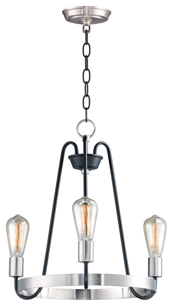 Maxim Lighting Haven 3-Light Chandelier, Black/Satin Nickel
