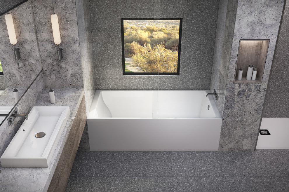 Malibu Driftwood RH Rectangle Soaking Bathtub 72x34x22 Biscuit