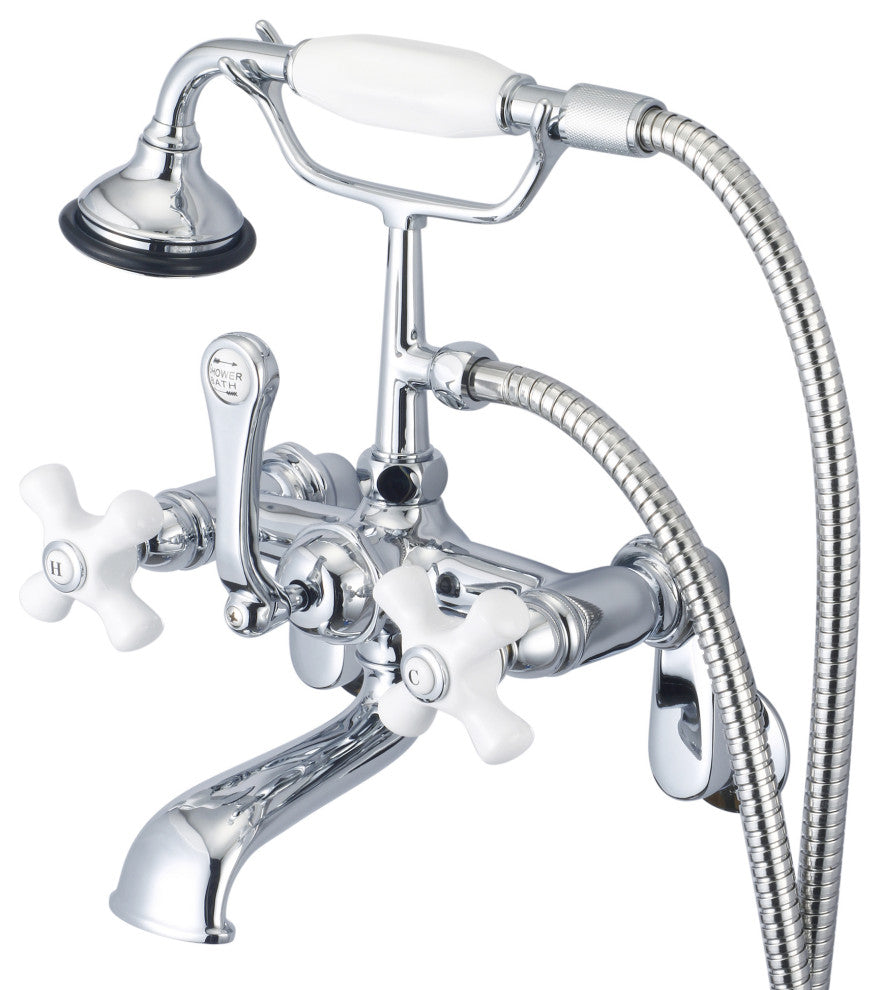 Adjustable Center Wall Mount Tub Faucet With Swivel Wall Connector, Shower