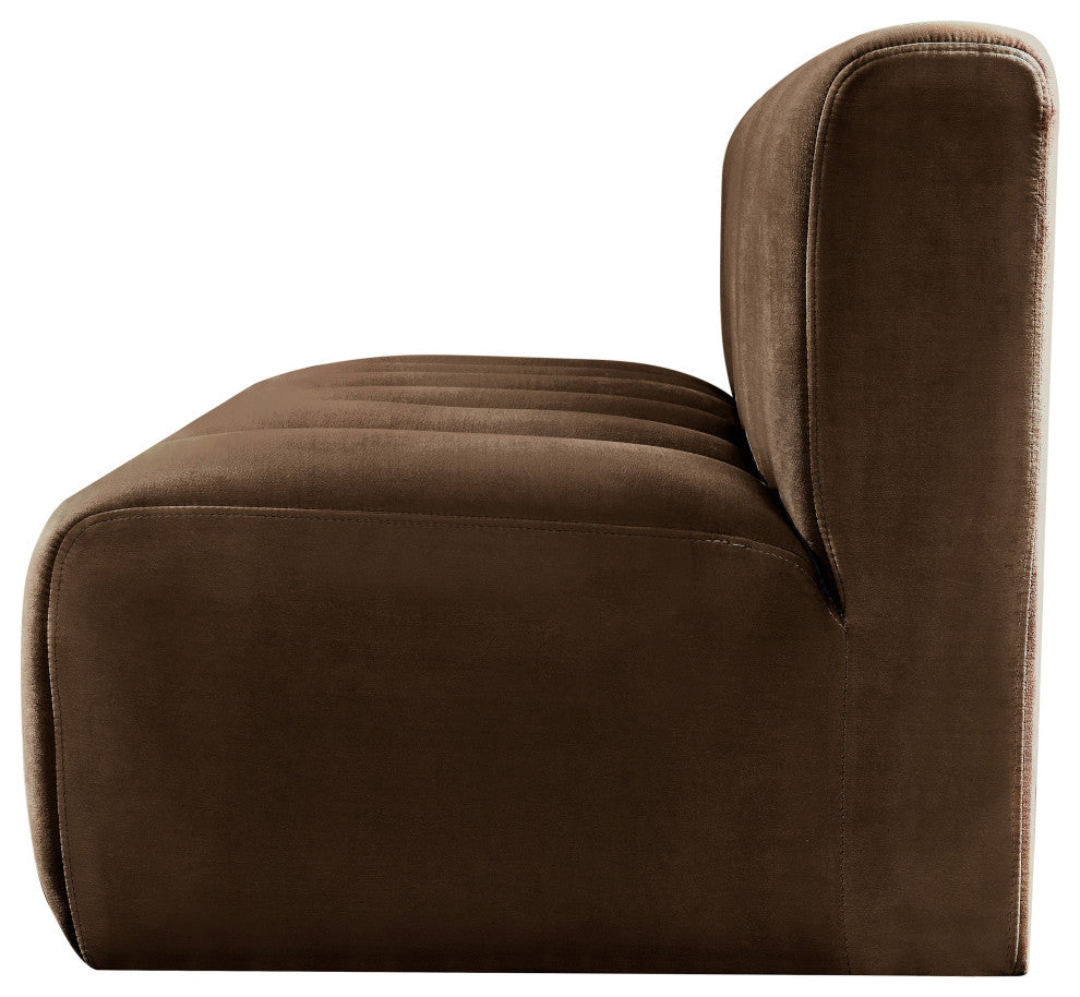 Arc Velvet Upholstered 2-Pc. Modular Sofa, Brown