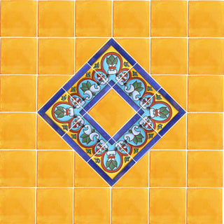 4.2x4.2 9 pcs Aqua Border Raised Talavera Mexican Tile