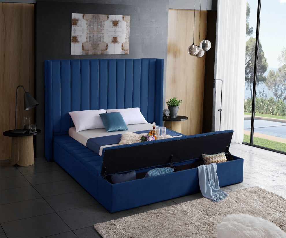 Kiki Velvet Bed, Navy, King