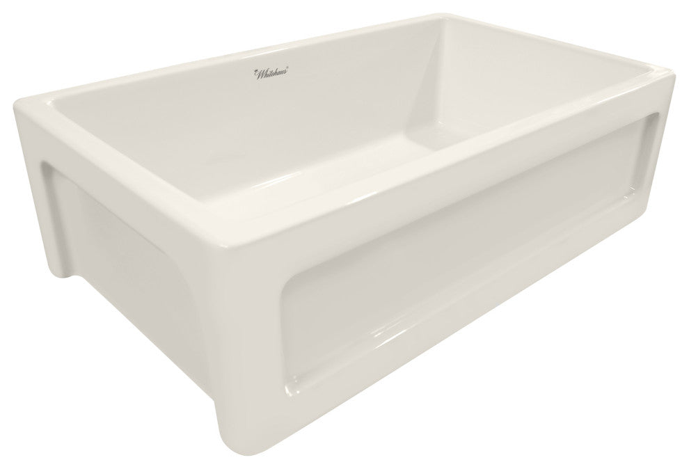 Whitehaus WHQ5550-BISCUIT 33" Reversible Farmhouse Kitchen Fireclay Sink