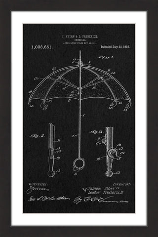 "Umbrella 1912 Black Paper" Framed Painting Print