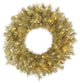 Vickerman Gold/Silver Tinsel Wreath, 50 Warm White LED, 24"