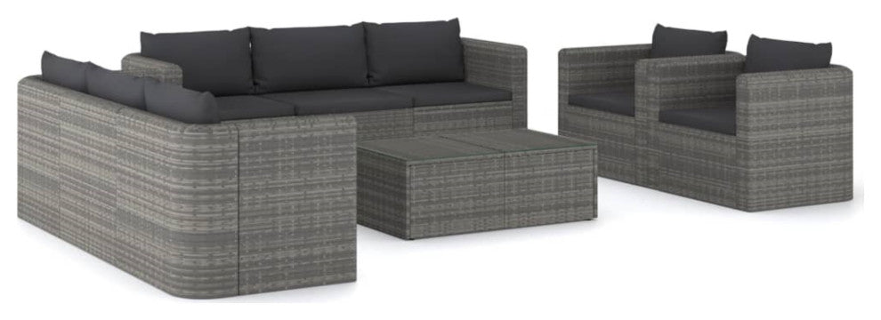 Vidaxl 9 Piece Garden Lounge Set With Cushions Poly Rattan Gray