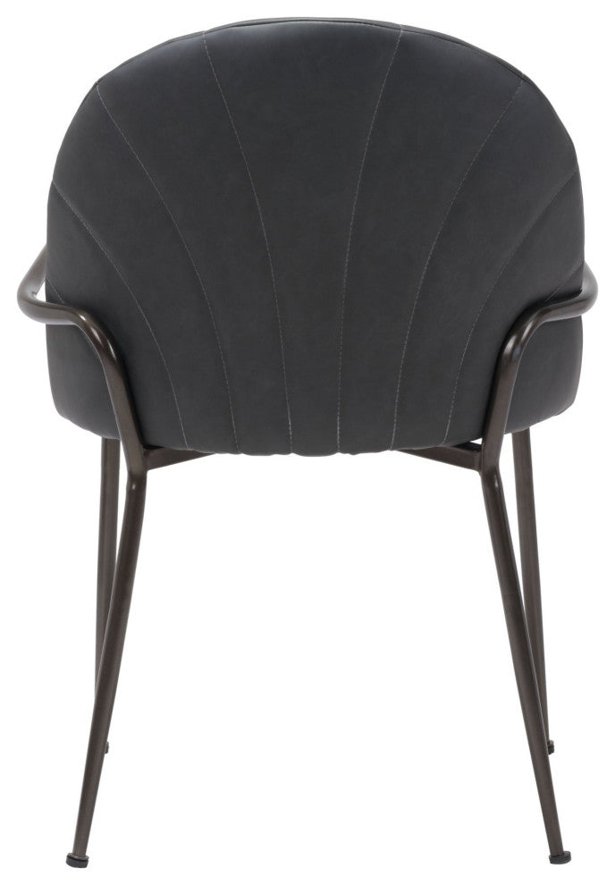 Dining Chair, Set of 2, Faux Vinyl Leather, Steel, Gray, Brown, Cafe
