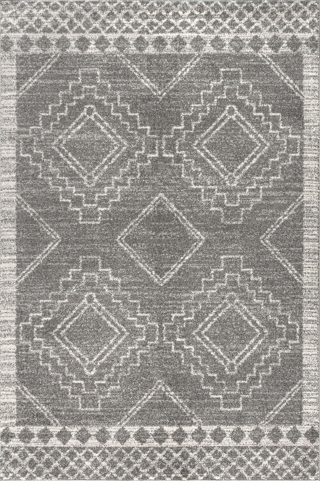 Amir Moroccan Beni Souk Rug, Gray/Cream, 8 X 10