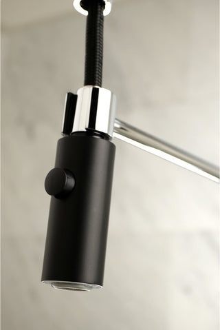 Gourmetier Single-Handle Pre-Rinse Kitchen Faucet, Matte Black/Polished Chrome