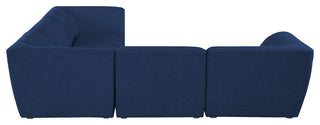 Miramar Linen Textured Fabric  5-Piece Modular L-Shaped Sectional, Navy