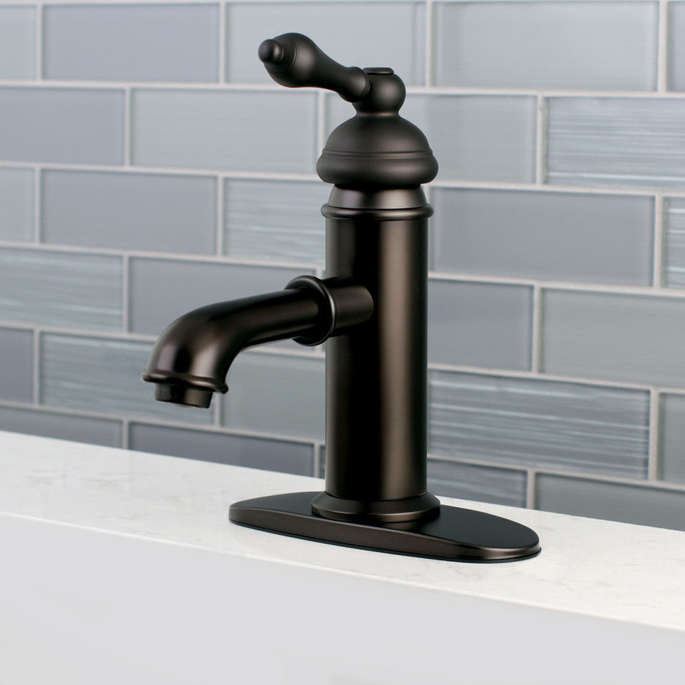 Single-Handle Bathroom Faucet, Brass Pop-Up, Oil Rubbed Bronz