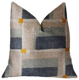 Bay Window Blue and Beige Luxury Throw Pillow, 16"x16"