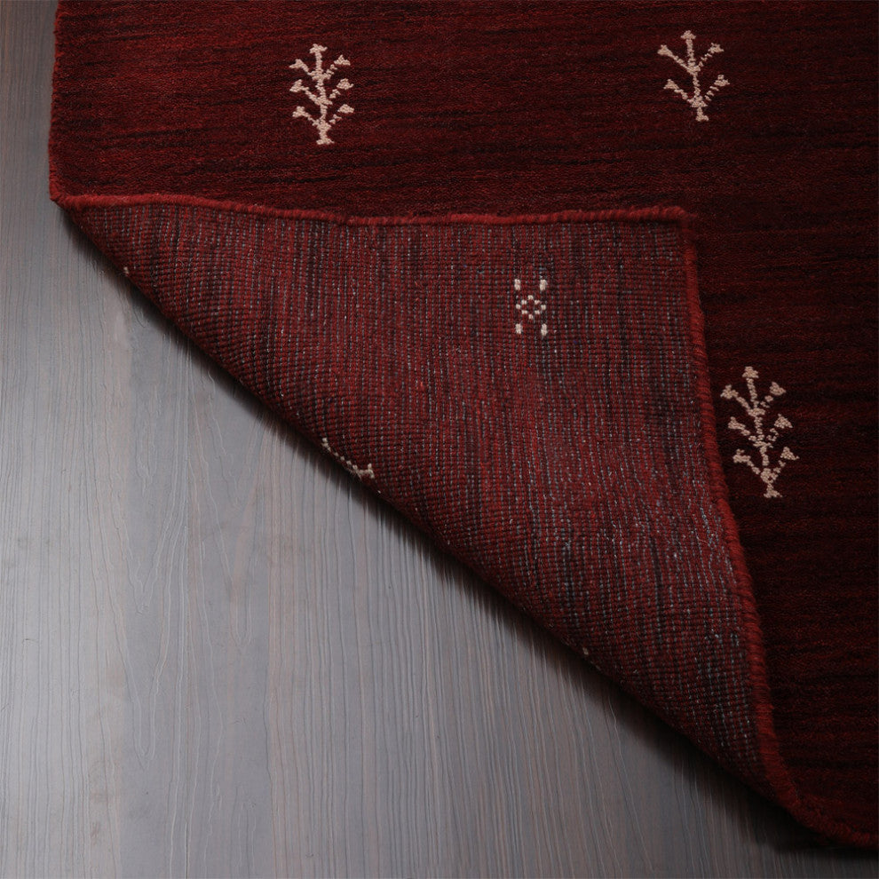 Hand Knotted Loom Wool Area Rug Contemporary Red White, [Rectangle] 10'x13'