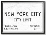 NYC City Limit, 11"x14", Framed Giclee Texturized Art