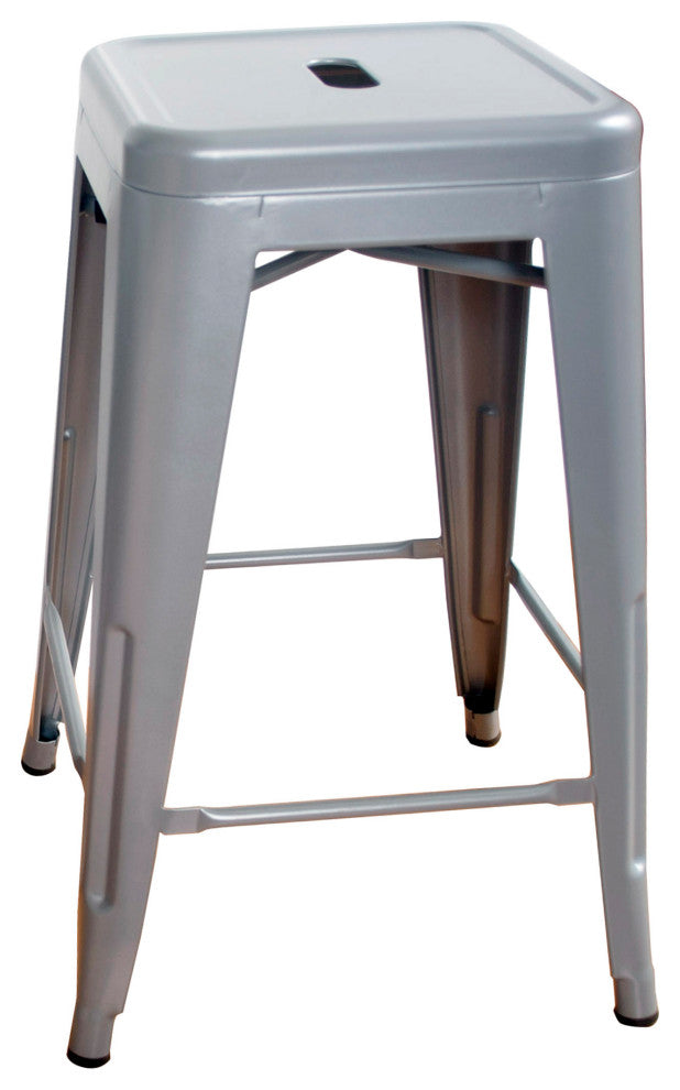 Loft Silver 24" Metal Bar Stool, Set of 2