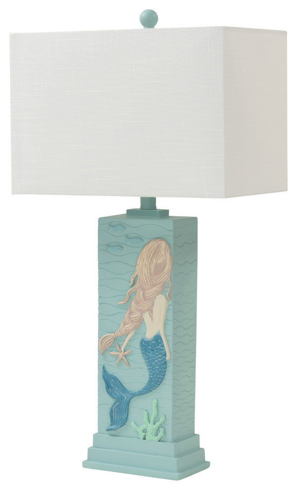 Set of 2 Ocean Blue Mermaid Table Lamps