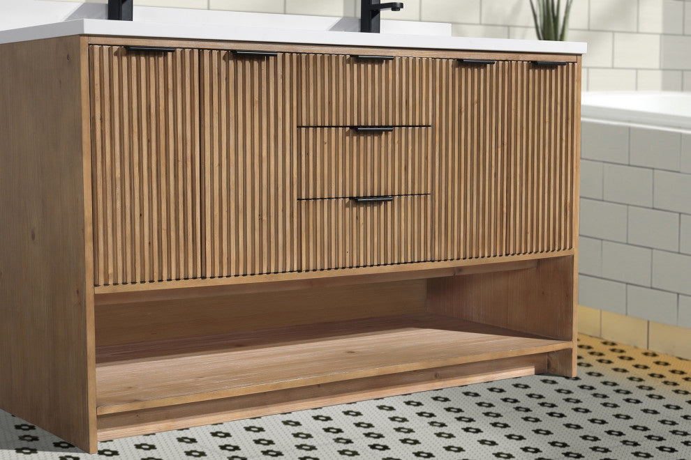 Ari Kitchen and Bath San Diego Bath Vanity, Weathered Fir, 55", Freestanding