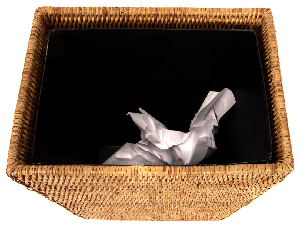 Artifacts Rattan™ Rectangular Tapered Waste Basket with Metal Liner, Honey Brown