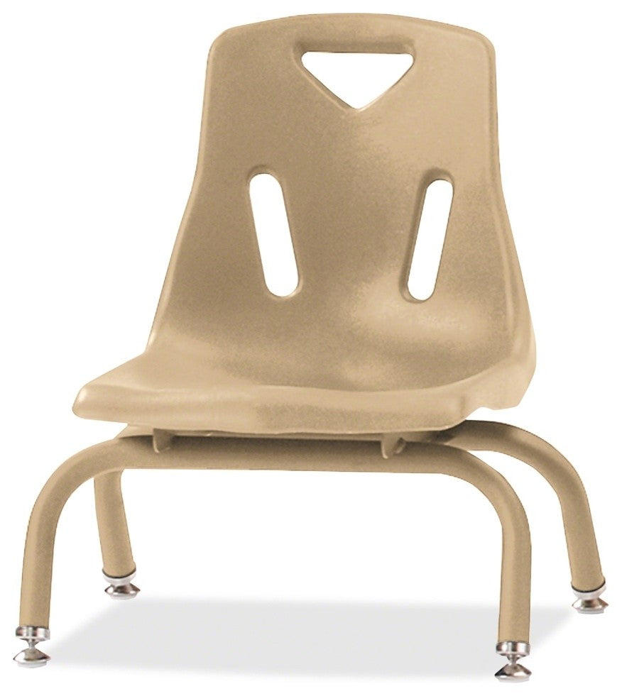 Berries Stacking Chair, Steel Frame, 4-Legged Base, Camel