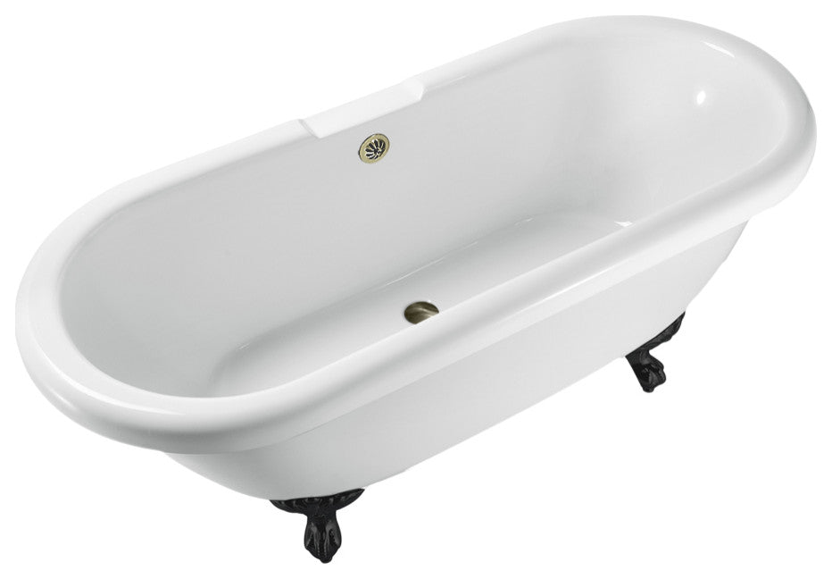 67" Streamline N1121BL-BNK Clawfoot Tub and Tray With External Drain