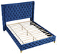 Yuen Button Tufted Velvet Platform Bed, Navy Blue, Eastern King