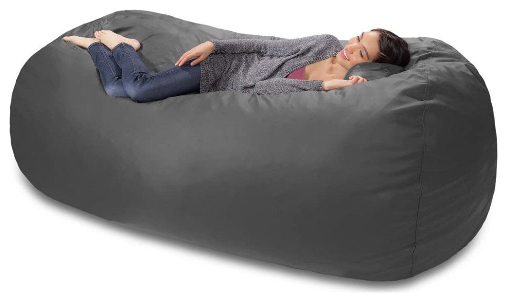 Comfortable Bean Bag Chair, Memory foam With Washable Faux Leather Cover, Grey