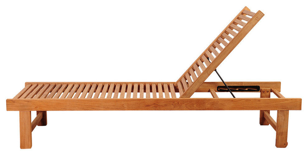 Amazonia Maasdam Teak Patio Lounger with Gray Cushion