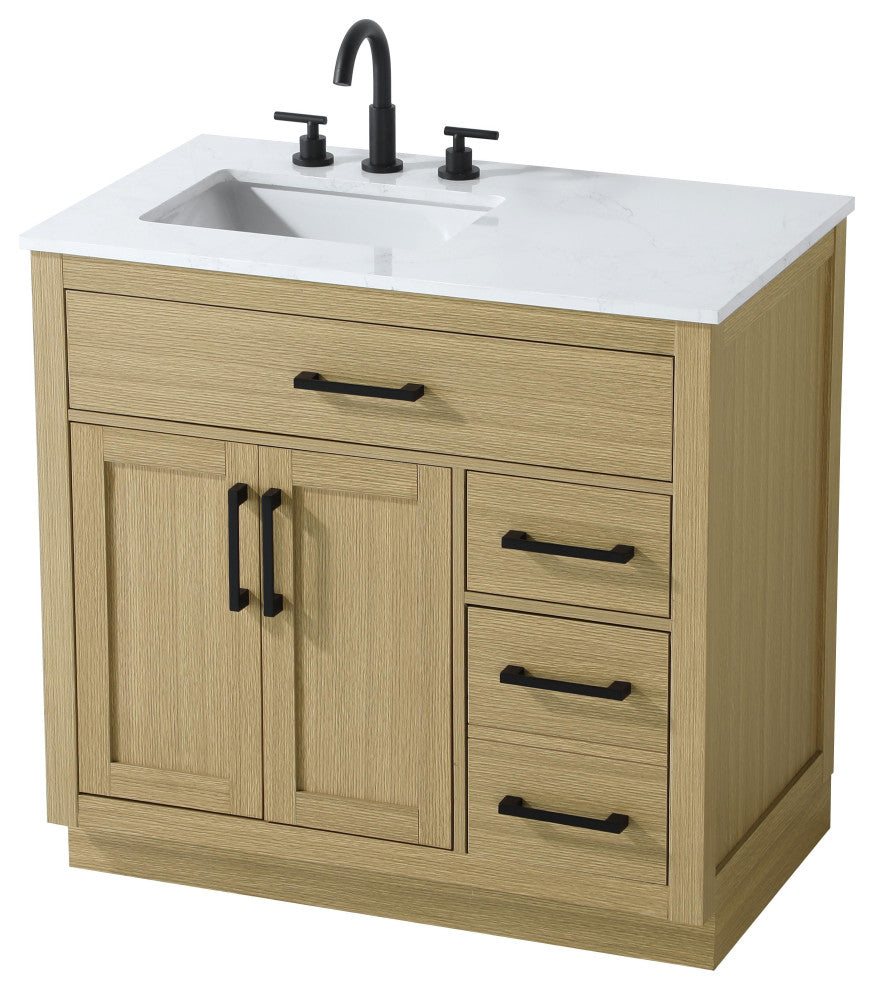 Home Living 36" Single Bathroom Vanity, Honey Brown