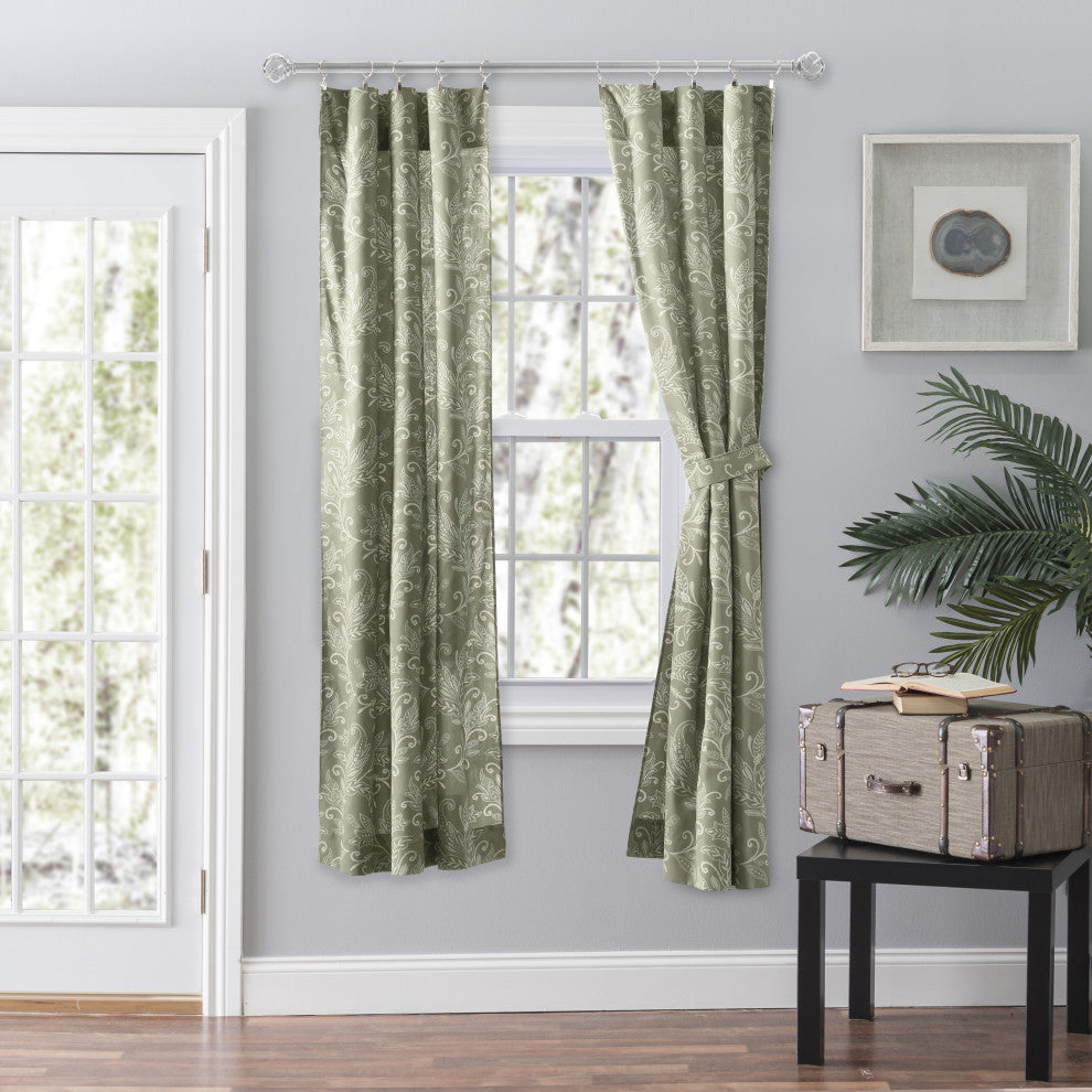 Lexington Leaf Tailored Panel Pair, Sage, 56" X 63"