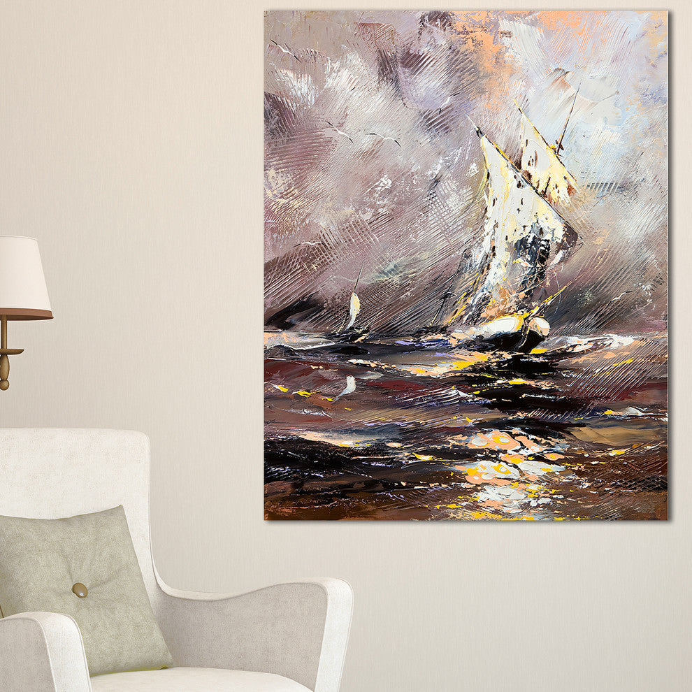 "Vessel in Stormy Sea" Canvas Print