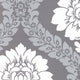 Modern Floral Damask, Silver Gray and White, 1 Bolt