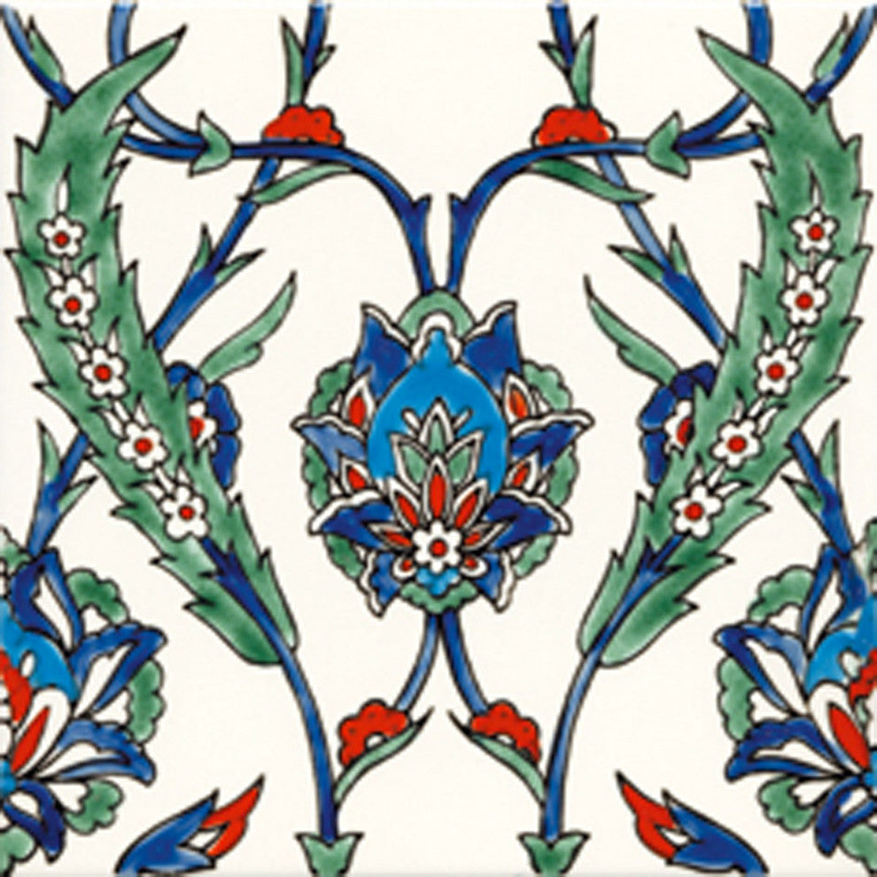 7.87"x7.87" Khayam Bleu Iznik Tiles, Set Of 10