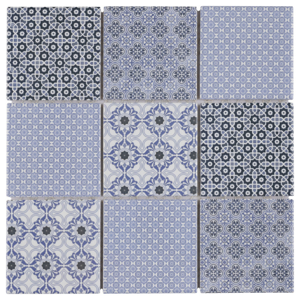 Classico 4" Square Blue Porcelain Floor and Wall Tile