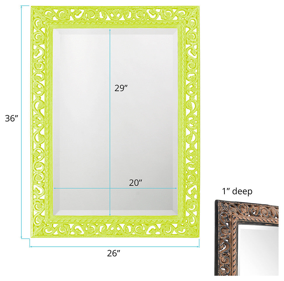 Rectangle Bristol Glossy Mirror, Moss Green