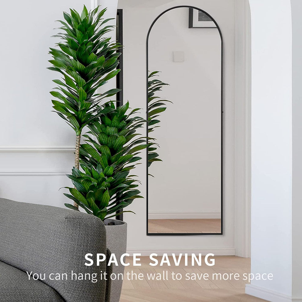 22x65" Large Arched-Top Framed Freestanding Full Length Mirror