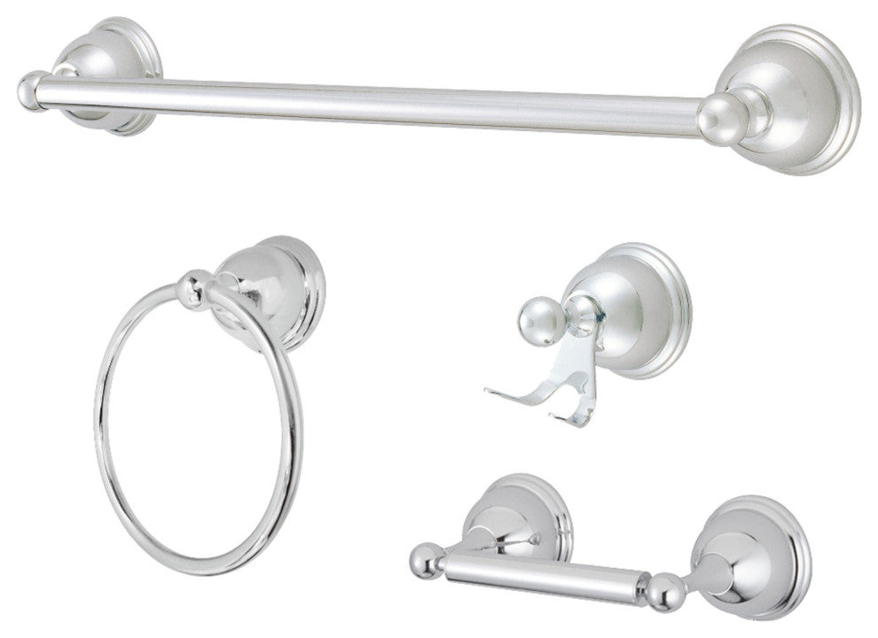 Kingston Brass 4-Piece Bathroom Accessory Set, Polished Chrome