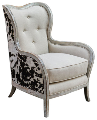 Uttermost 23611 Chalina Velvet Chair - Wood and Linen